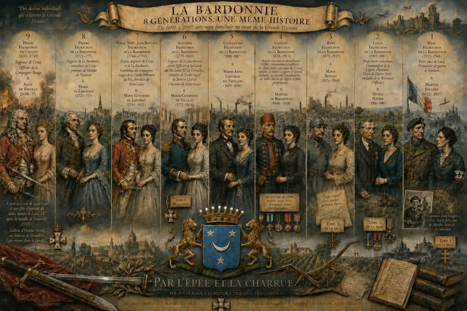 Fresque généalogique La Bardonnie — Ense et Aratro